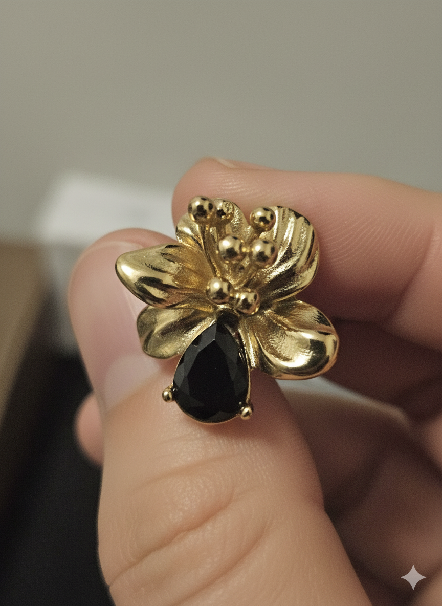 The "Elowen" Floral Statement Earrings – 18K Gold Plated Stainless Steel