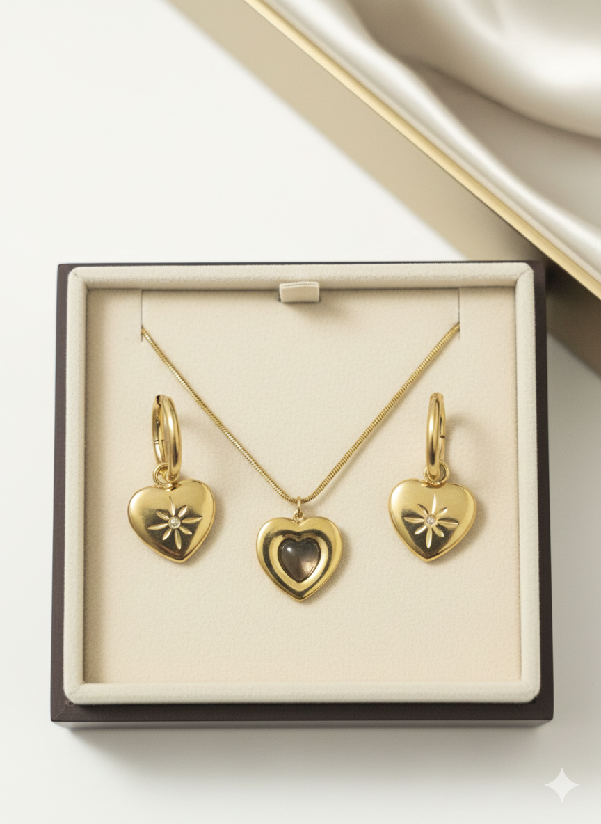 The "Celeste" Eternal Heart Set – 18K Gold Plated Stainless Steel