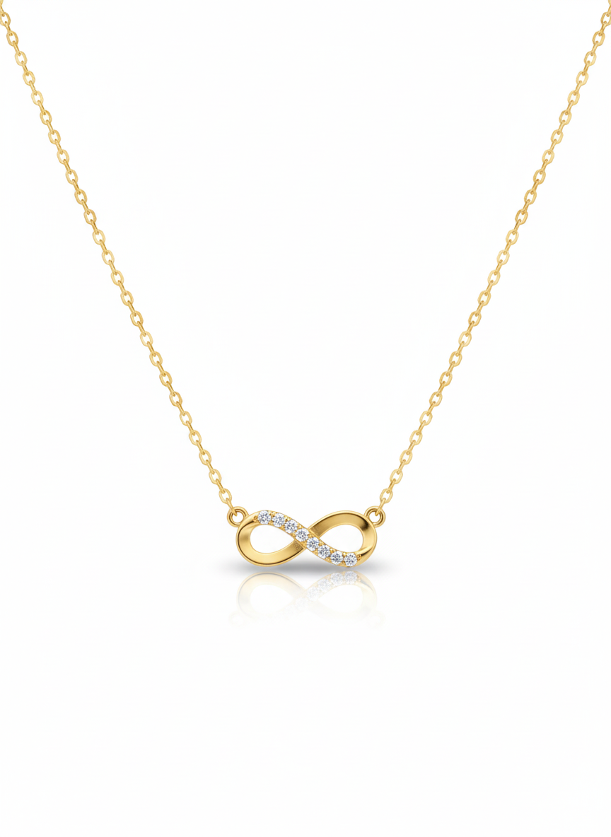 The "Eternal Bond" Infinity Necklace – 18K Gold Plated Stainless Steel with Delicate Crystal Accents