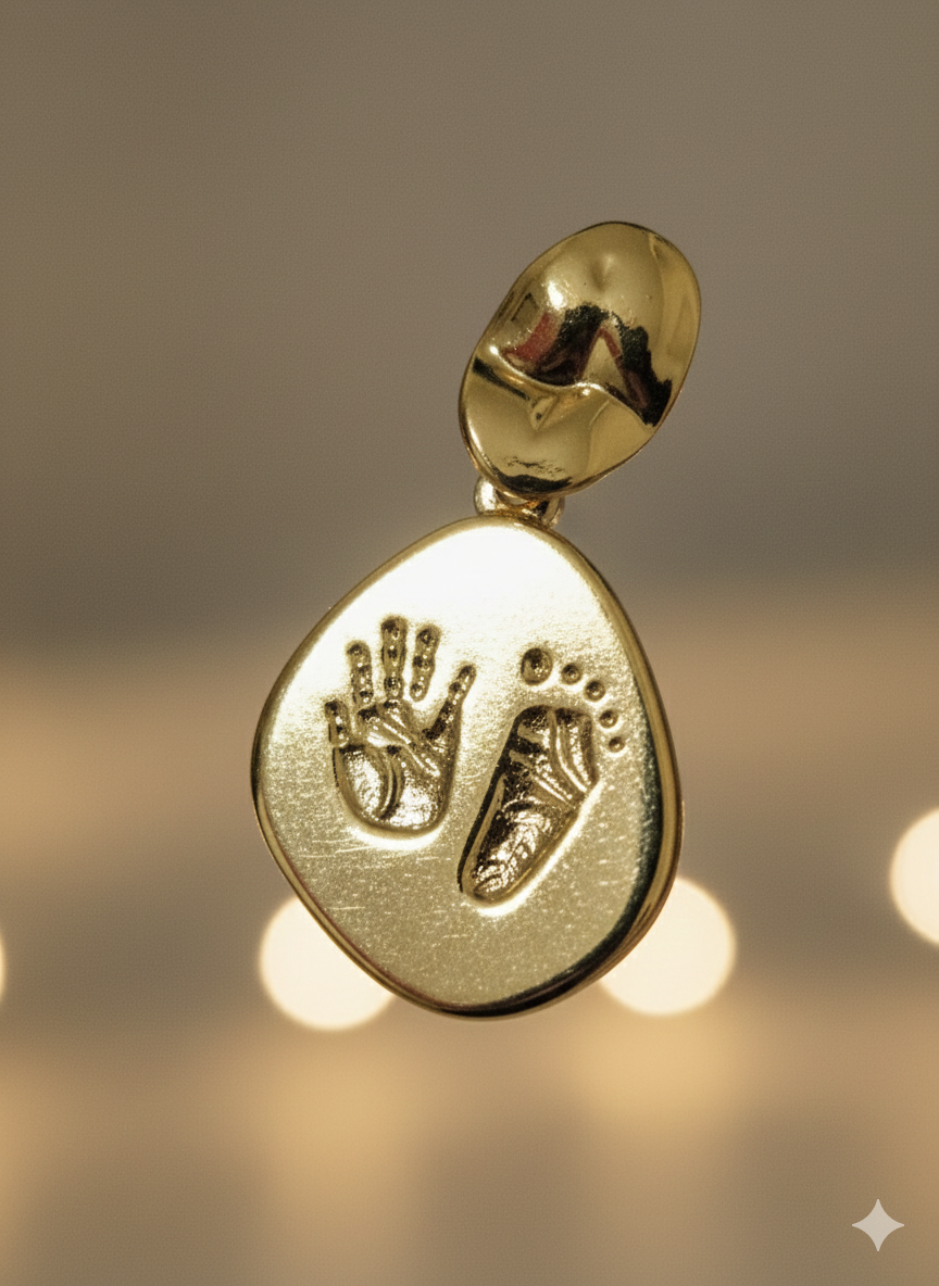 18K Gold Plated Minimalist Sentimental Hand & Footprint Medallion Earrings