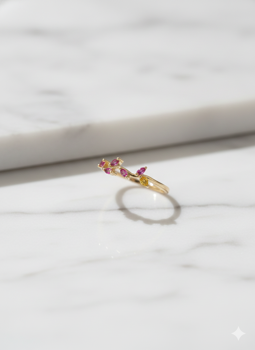 The "Flora" Marquise Garden Ring – 18K Gold Plated Stainless Steel