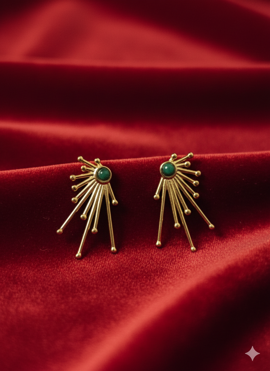 Radiant Solstice Sunburst Drop Earrings - 18K Gold PVD Plated 316L Stainless Steel