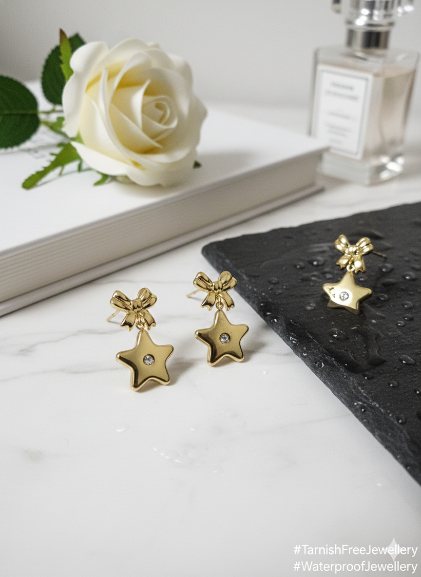 Exquisite 18K Gold Infused Stainless Steel Statement Earrings: The Forever Radiance