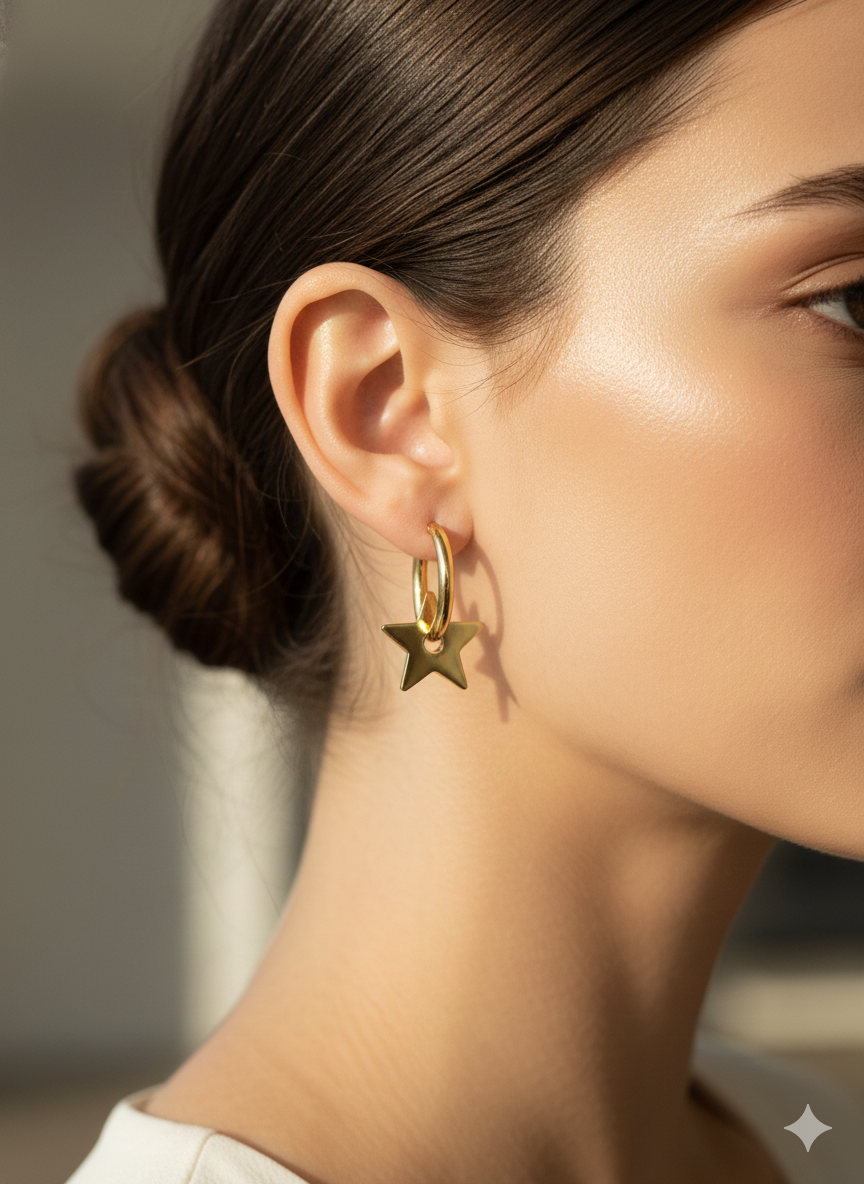 The "Stella" Celestial Hoops – 18K Gold Plated Stainless Steel Earrings