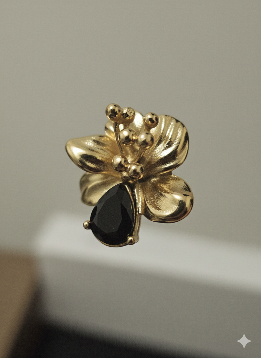 The "Elowen" Floral Statement Earrings – 18K Gold Plated Stainless Steel