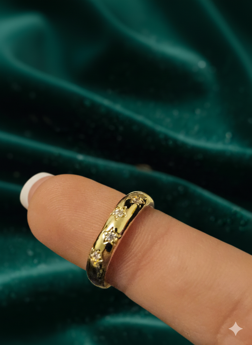Celestial Star Band Ring | 18K Gold Plated Stainless Steel