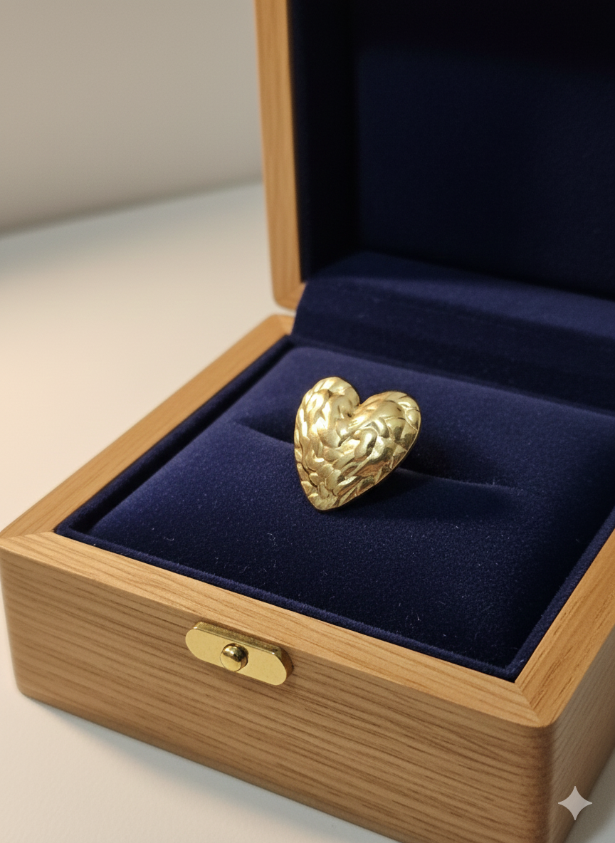 Vintage-Inspired Hammered Heart Stud Earrings – 18K Gold Plated Stainless Steel