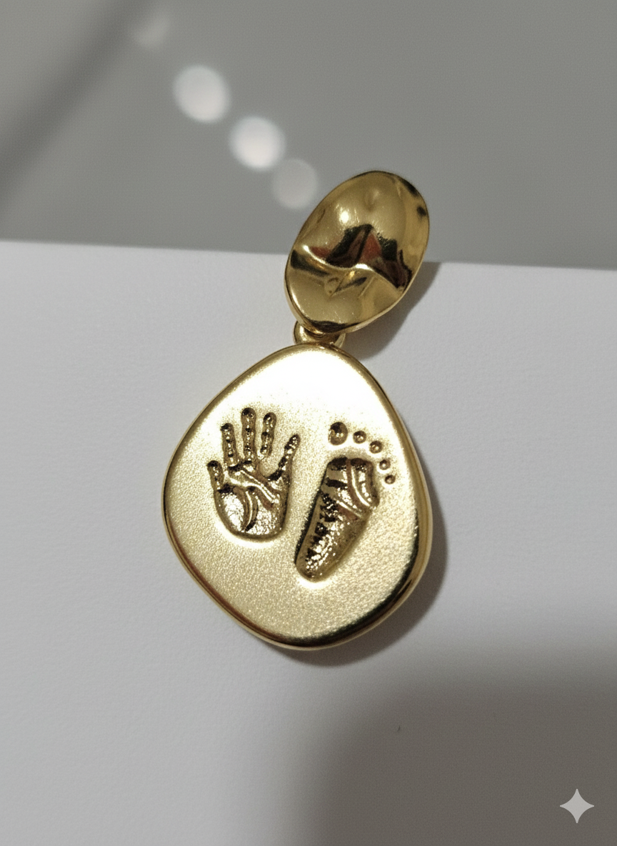 18K Gold Plated Minimalist Sentimental Hand & Footprint Medallion Earrings