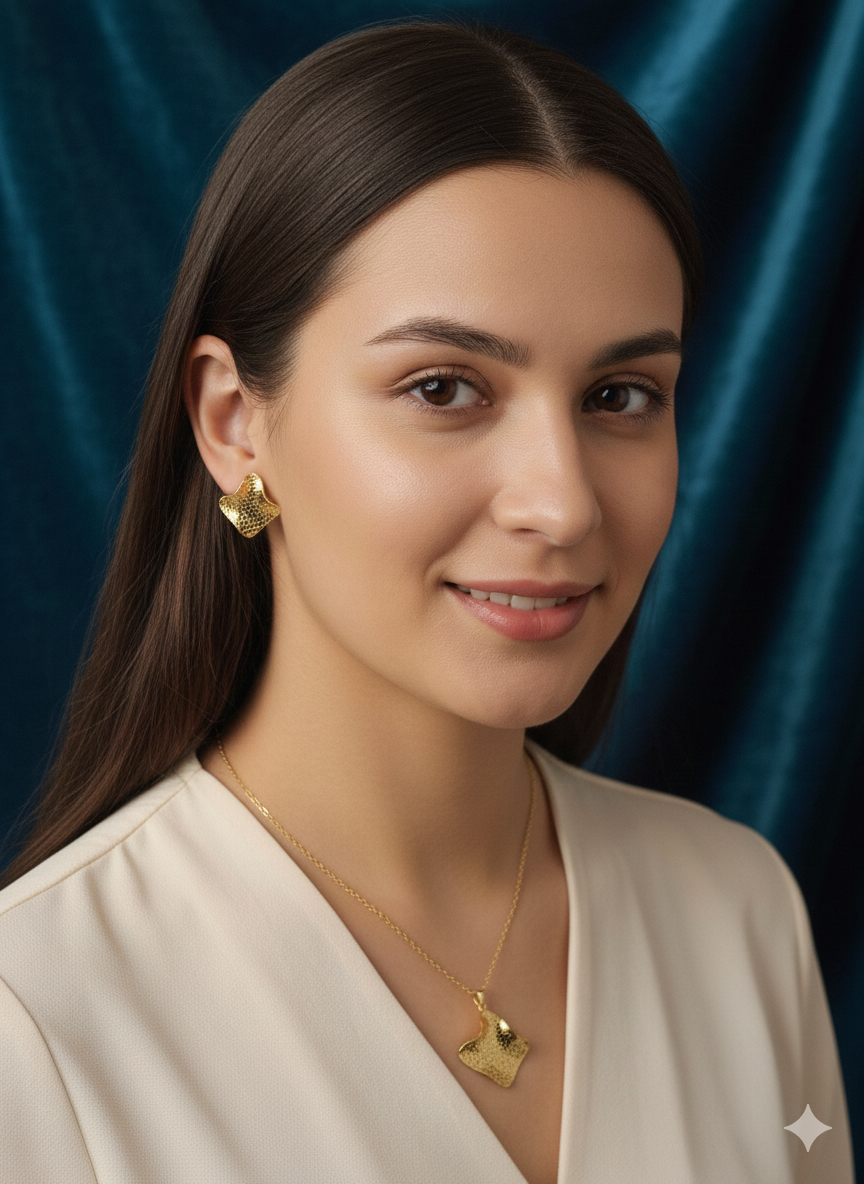 The Artisan Hammered Gold Statement Set: Organic Waves in Premium Stainless Steel