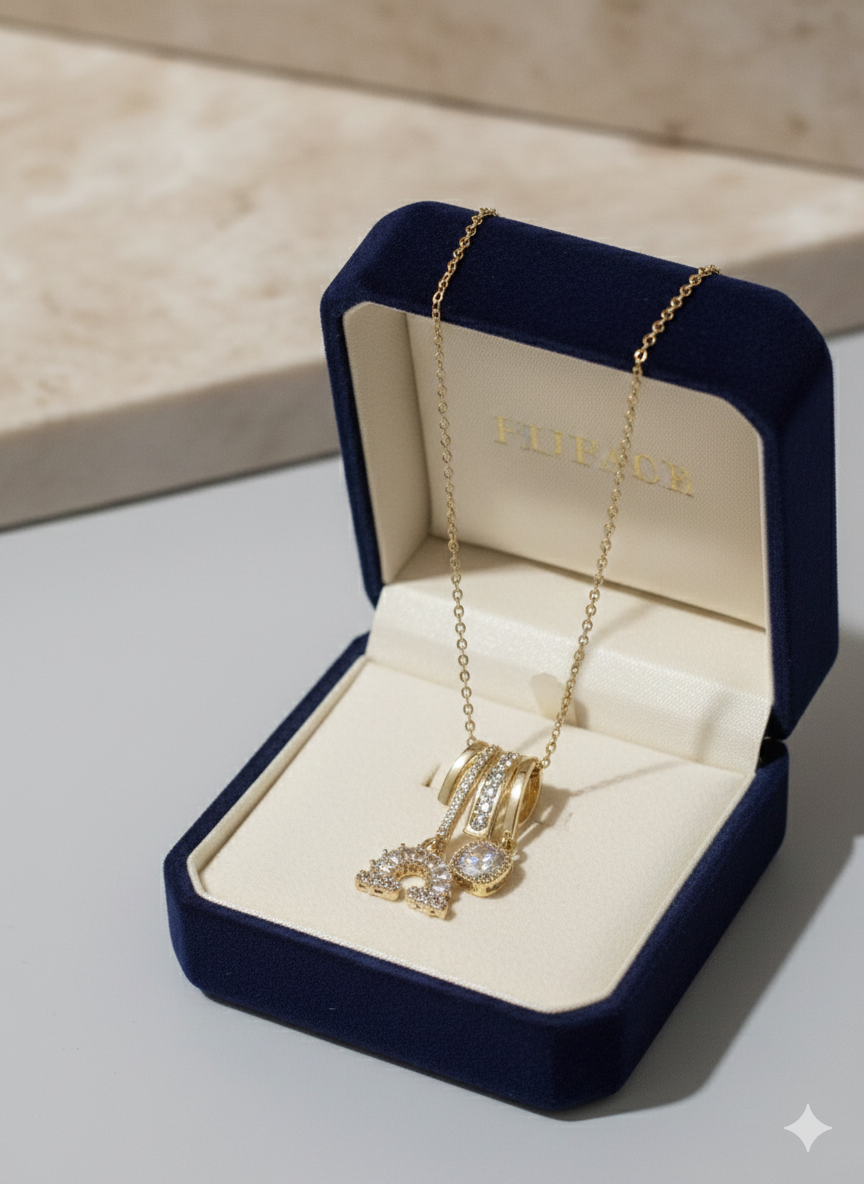 Luxury Stainless Steel Lucky Horseshoe Necklace - Sparkling Zirconia Accents