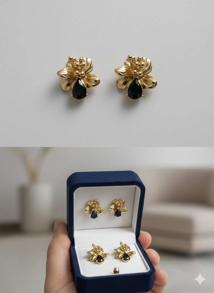 The "Elowen" Floral Statement Earrings – 18K Gold Plated Stainless Steel