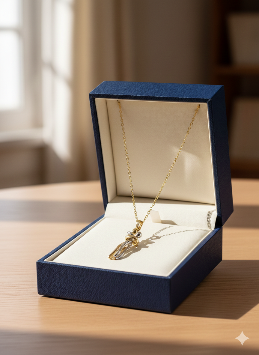 The Eternal Hug" Two-Tone Pendant Necklace – Symbol of Love & Connection