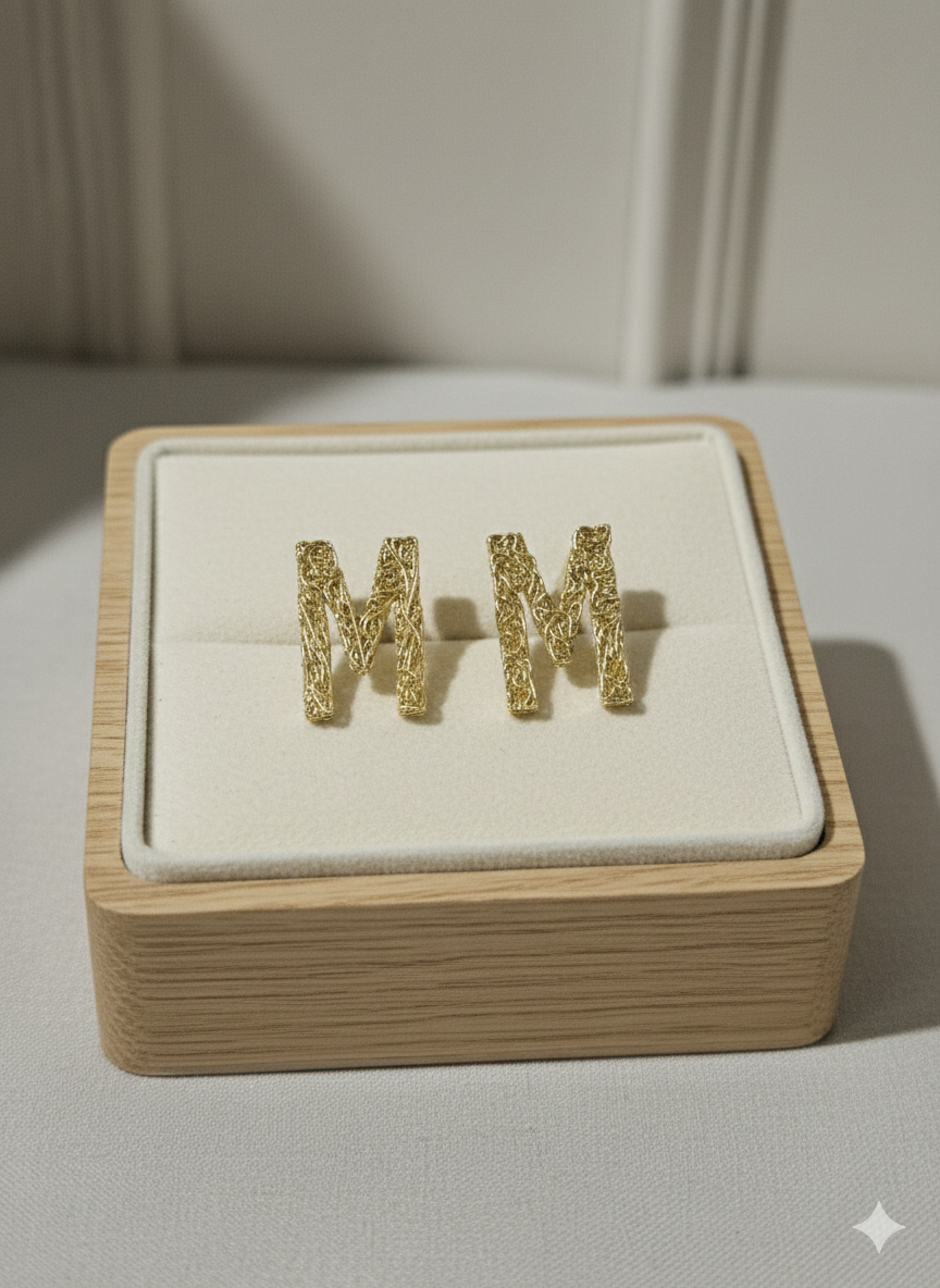 The "Signature M" Studs – Megora Jewellery Iconic Textured Earrings in 18K Gold Plated Stainless Steel