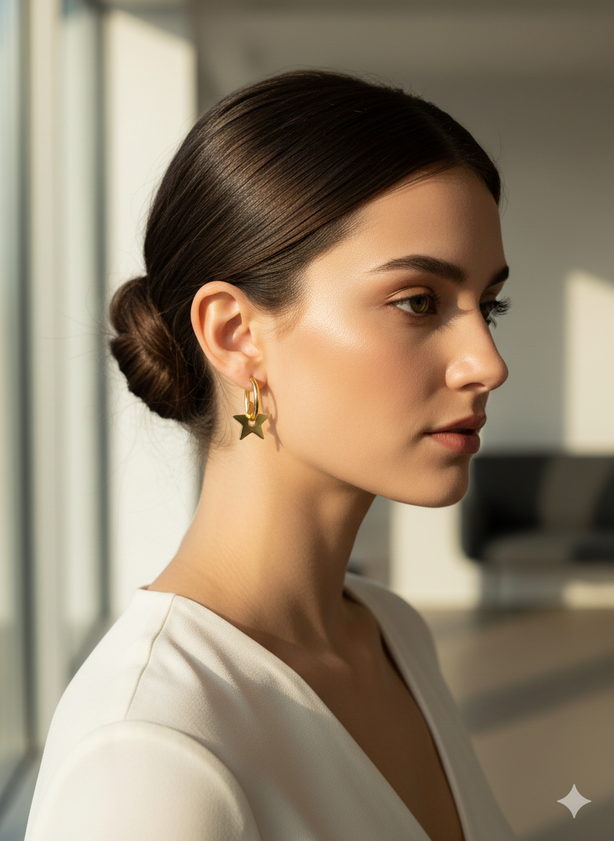 The "Stella" Celestial Hoops – 18K Gold Plated Stainless Steel Earrings
