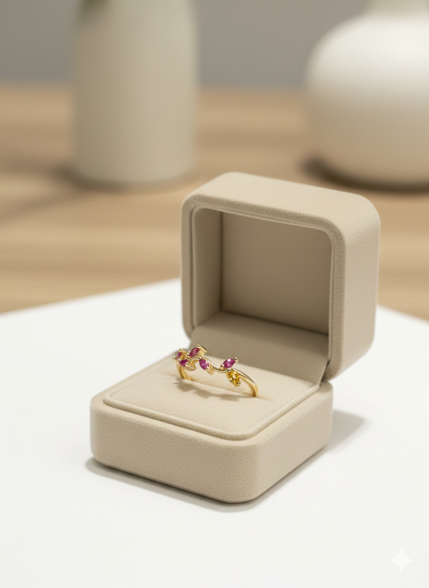 The "Flora" Marquise Garden Ring – 18K Gold Plated Stainless Steel