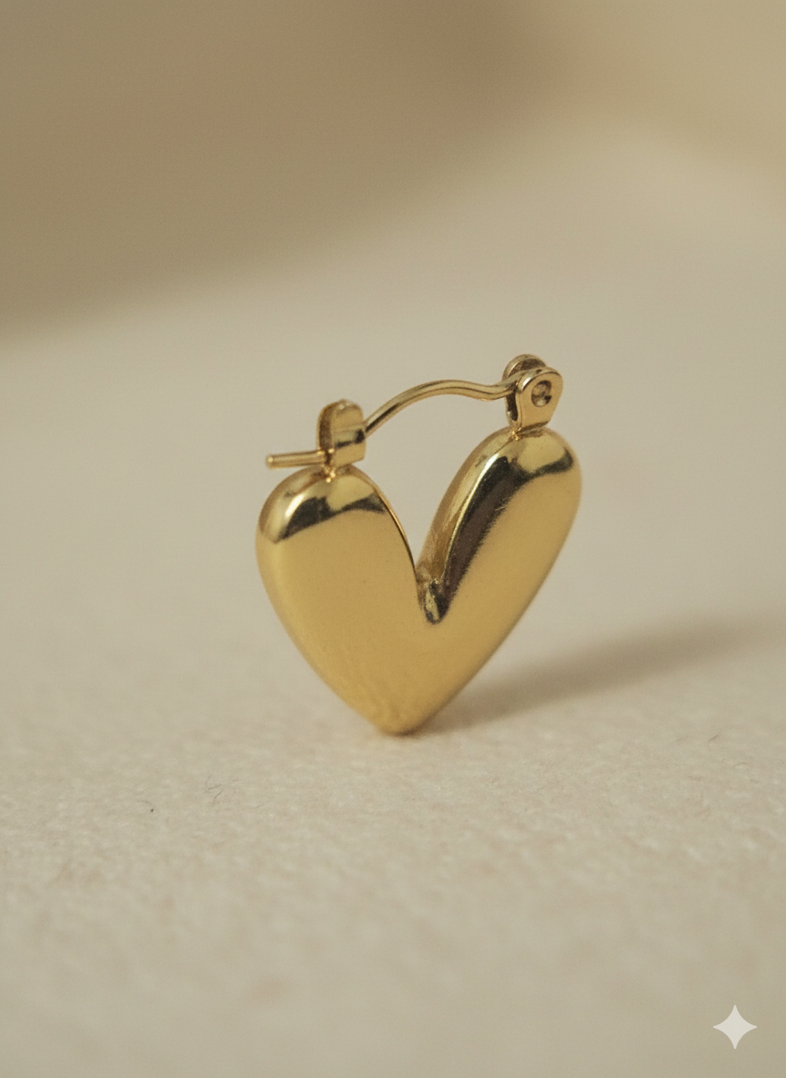 The "Amara" Sculptural Heart Hoop Earrings – 18K Gold Plated Stainless Steel