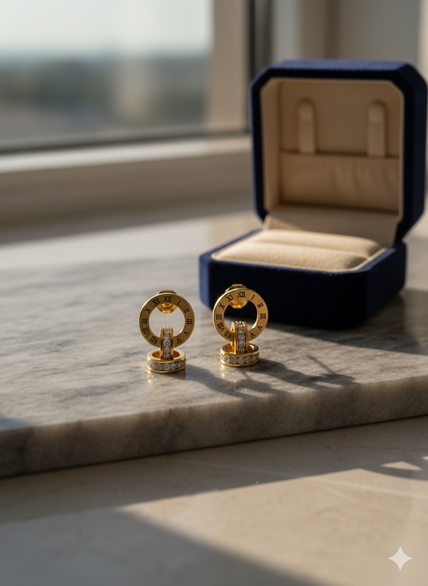 18K Gold Plated Stainless Steel with Sparkling Zirconia