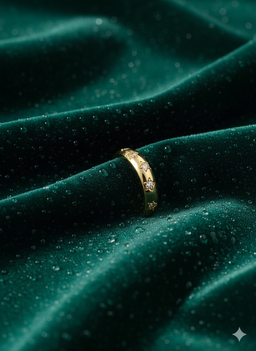 Celestial Star Band Ring | 18K Gold Plated Stainless Steel