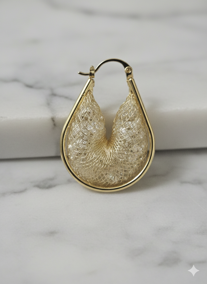 The "Lyra" Mesh Teardrop Earrings – 18K Gold Plated Stainless Steel