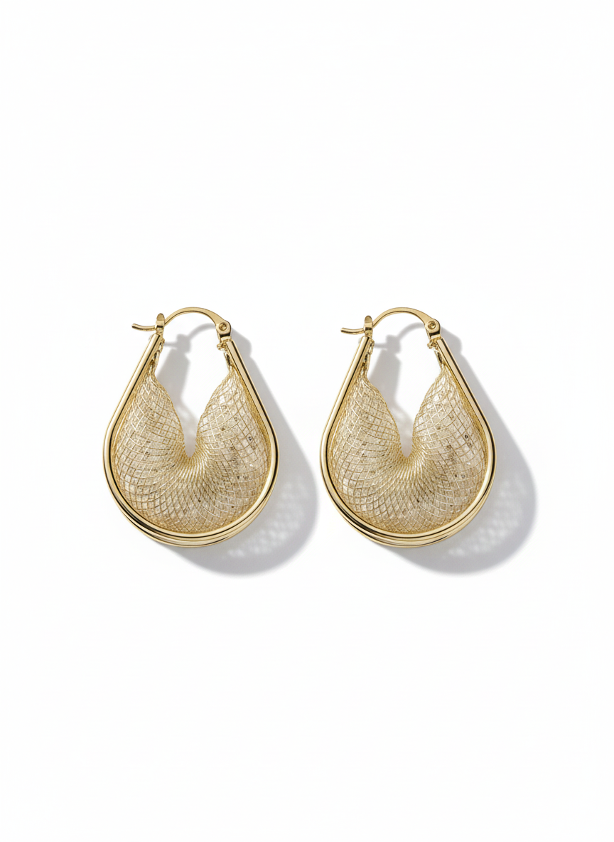The "Lyra" Mesh Teardrop Earrings – 18K Gold Plated Stainless Steel