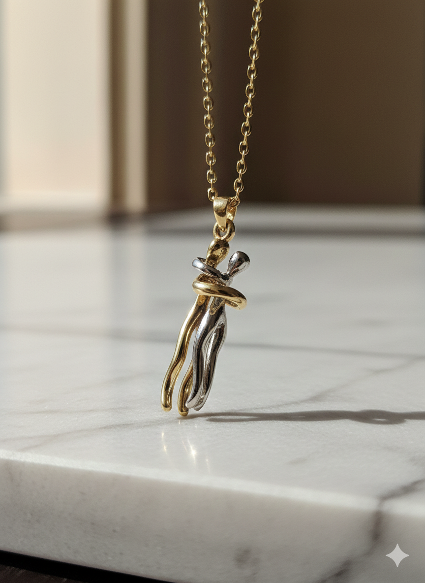 The Eternal Hug" Two-Tone Pendant Necklace – Symbol of Love & Connection