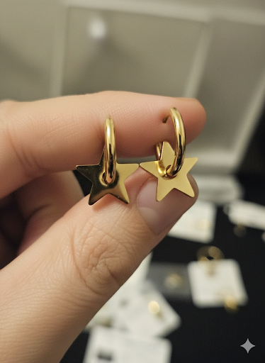 The "Stella" Celestial Hoops – 18K Gold Plated Stainless Steel Earrings