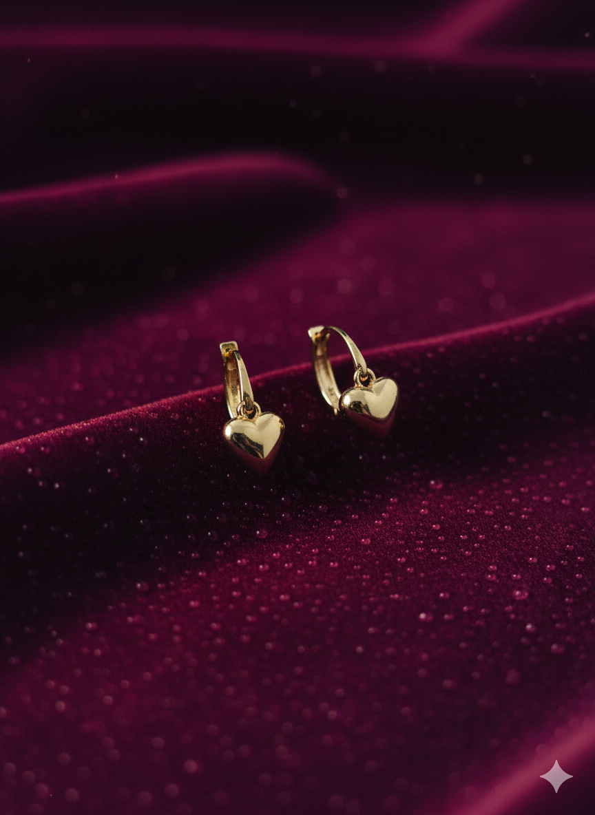 Minimalist Polished Heart Huggie Earrings | Premium Waterproof Stainless Steel