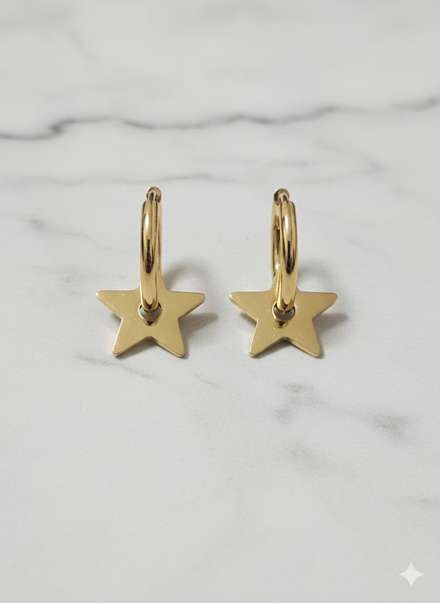 The "Stella" Celestial Hoops – 18K Gold Plated Stainless Steel Earrings