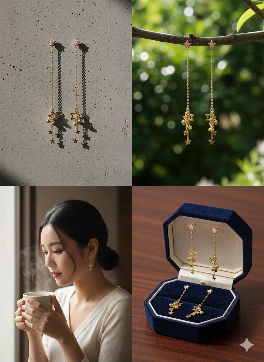 Long Gold Stainless Steel Star Tassel Earrings - Celestial Dangle Jewelry