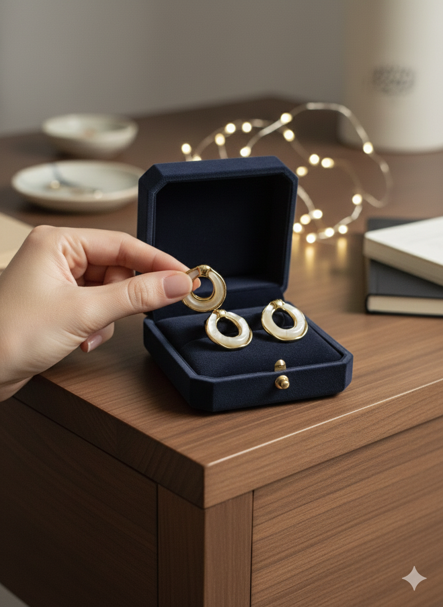 The "Elysian" Marble Resin Hoops – 18K Gold Plated Stainless Steel Earring