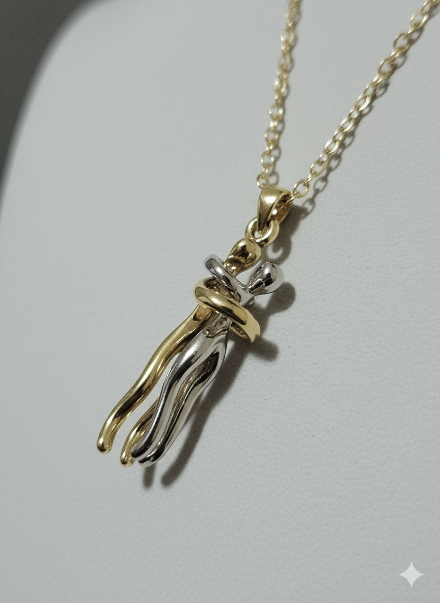 The Eternal Hug" Two-Tone Pendant Necklace – Symbol of Love & Connection