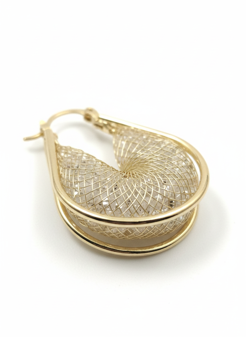 The "Lyra" Mesh Teardrop Earrings – 18K Gold Plated Stainless Steel