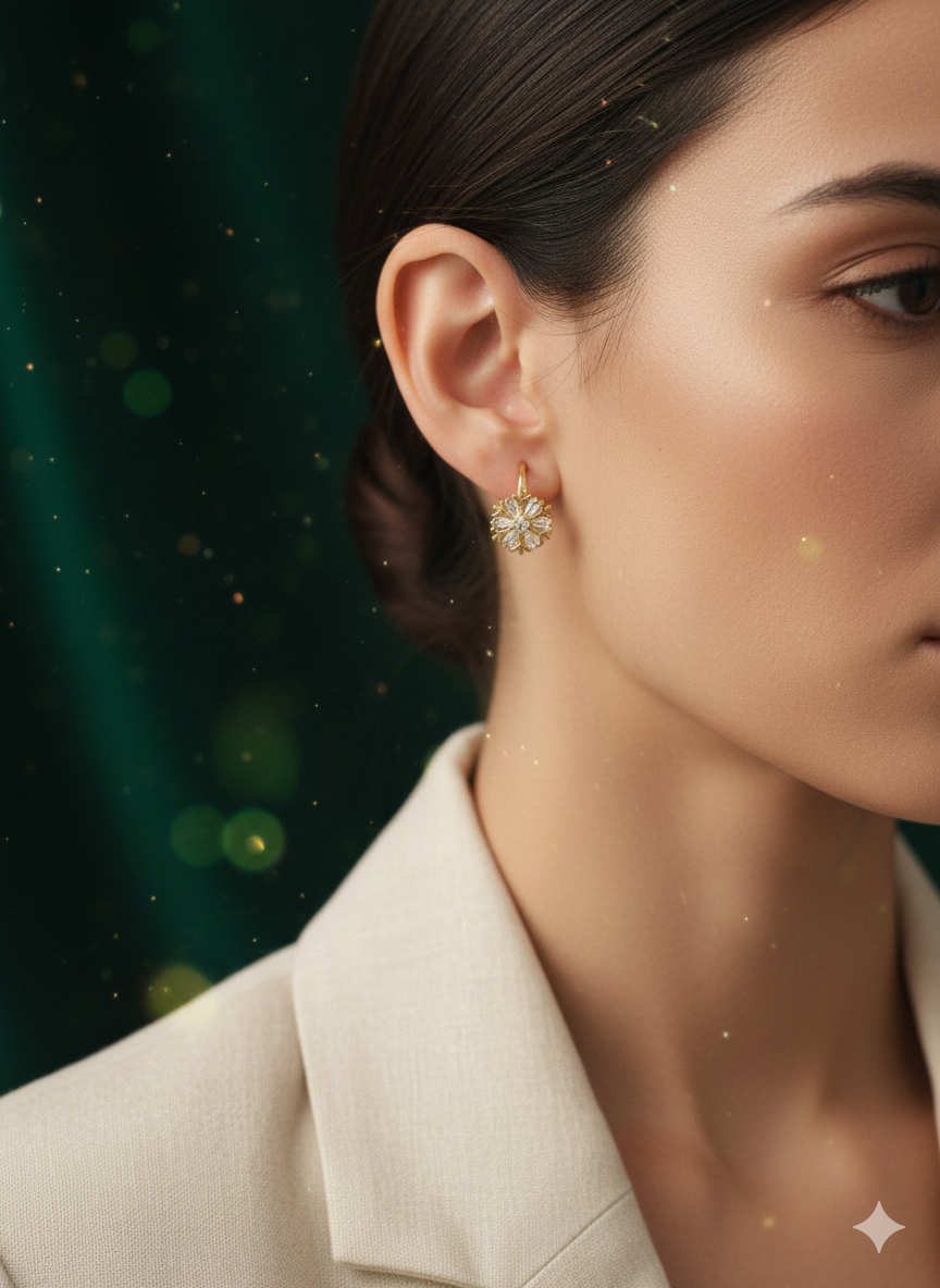 Icy Sparkle Snowflake Huggie Earrings | Premium Gold-Plated Stainless Steel