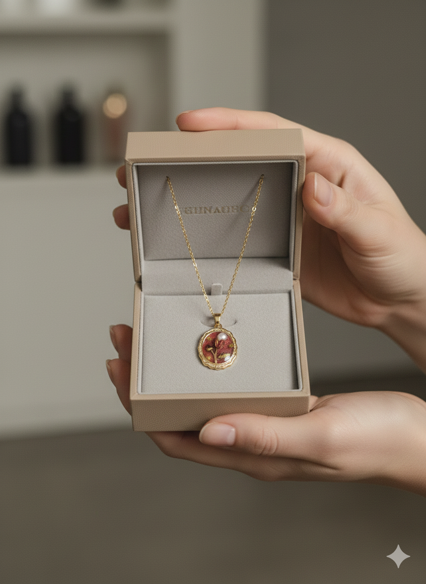 The "Secret Garden" Vintage Medallion – 18K Gold Plated Stainless Steel with Hand-Painted Enamel & Pearl Detail