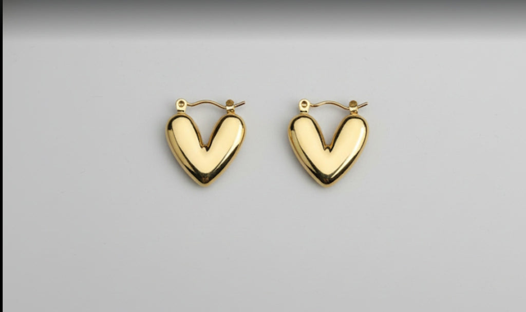The "Amara" Sculptural Heart Hoop Earrings – 18K Gold Plated Stainless Steel