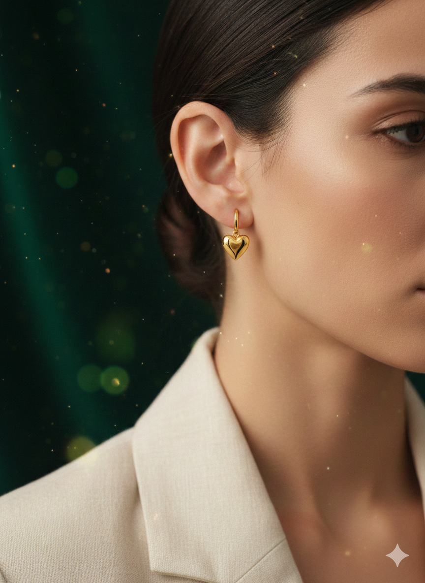 Minimalist Polished Heart Huggie Earrings | Premium Waterproof Stainless Steel