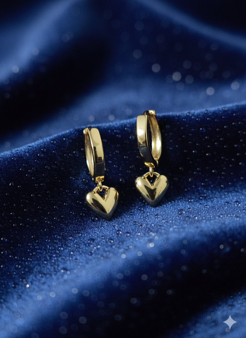 Minimalist Polished Heart Huggie Earrings | Premium Waterproof Stainless Steel