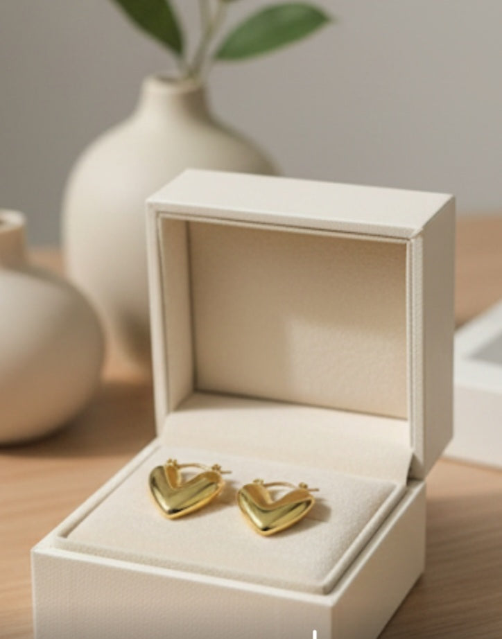 The "Amara" Sculptural Heart Hoop Earrings – 18K Gold Plated Stainless Steel