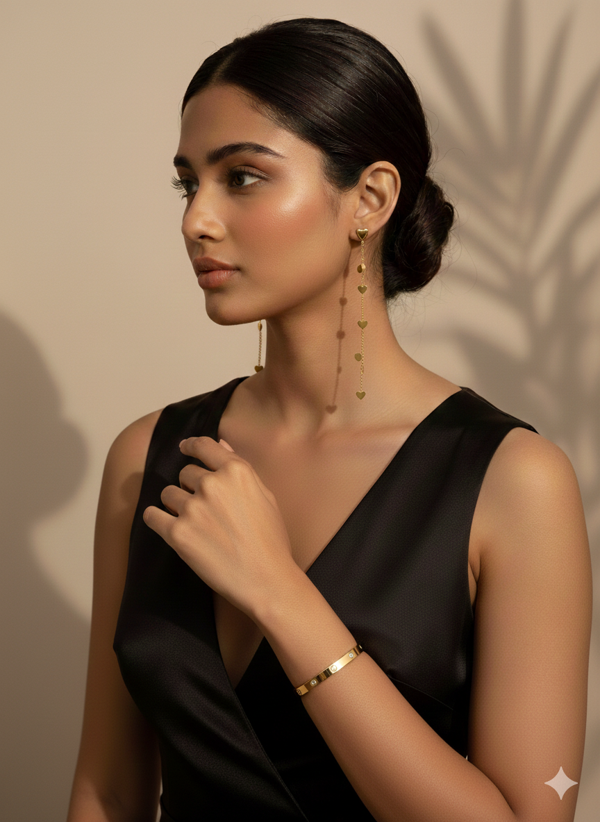 Iconic Crystal-Encrusted Bangle Bracelet – 18K Gold Plated Stainless Steel – Sleek Minimalist Love-Style Cuff – Luxury Statement Wristwear