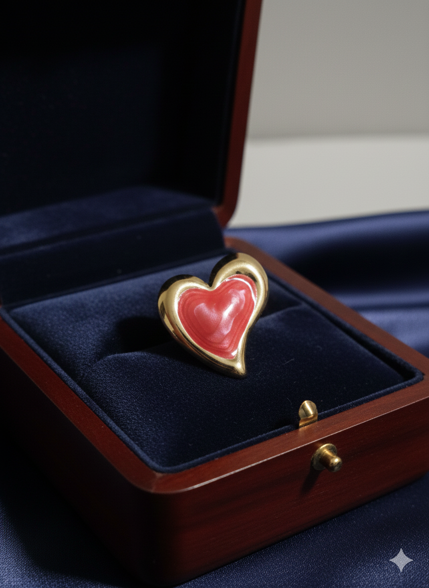 Enamel Heart Statement Studs – 18K Gold Plated Stainless Steel with Pink Gloss Finish