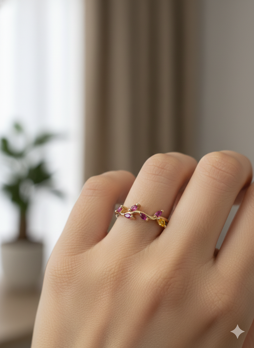 The "Flora" Marquise Garden Ring – 18K Gold Plated Stainless Steel