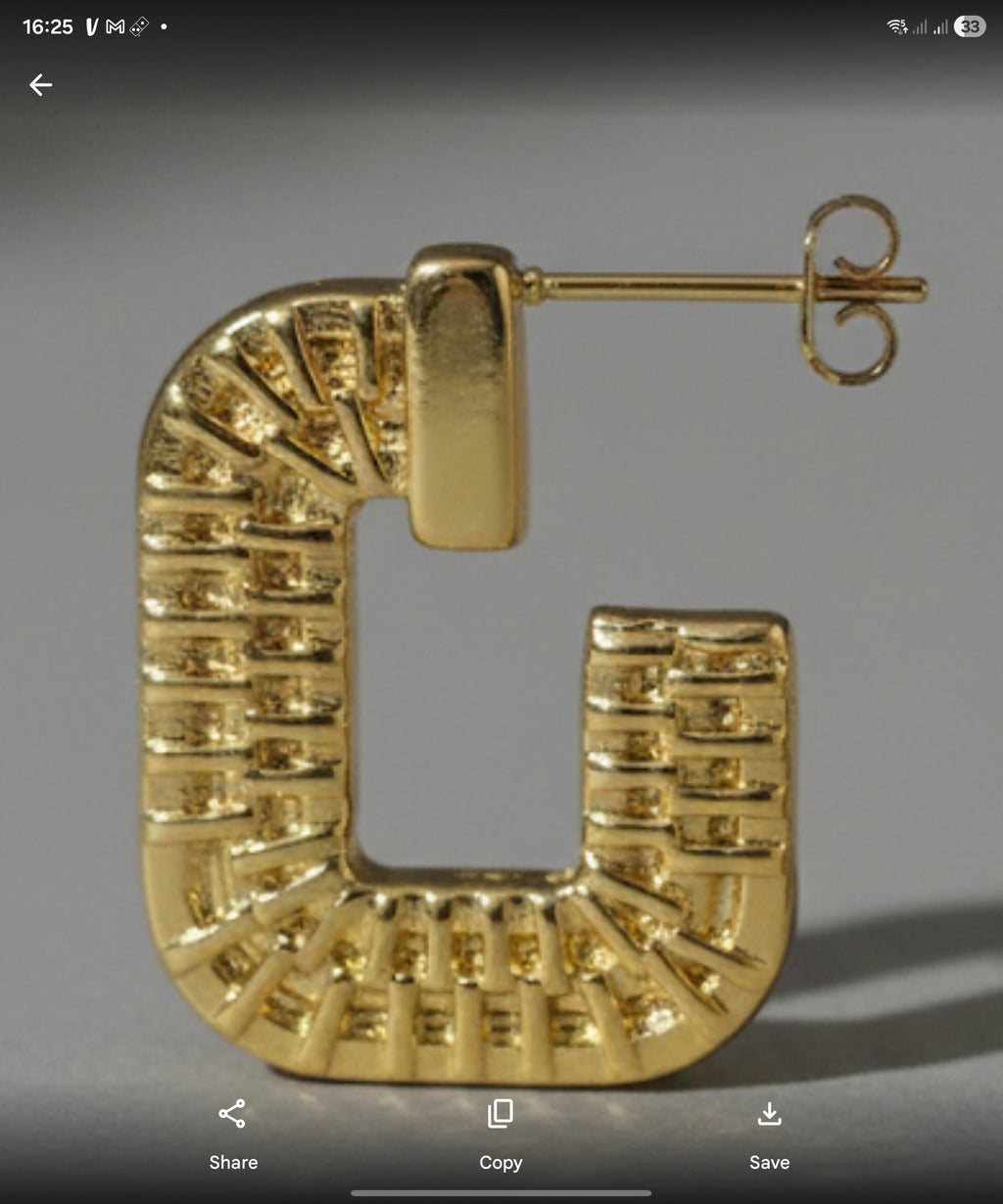 Bold Textured Square Hoop Earrings – 18K Gold Plated Stainless Steel – Retro Geometric Statement Earrings for Women