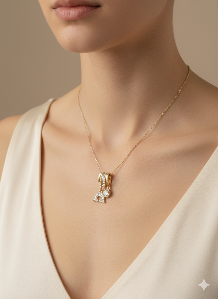 Luxury Stainless Steel Lucky Horseshoe Necklace - Sparkling Zirconia Accents