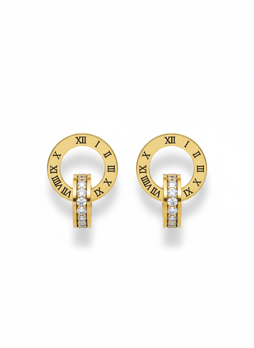 18K Gold Plated Stainless Steel with Sparkling Zirconia