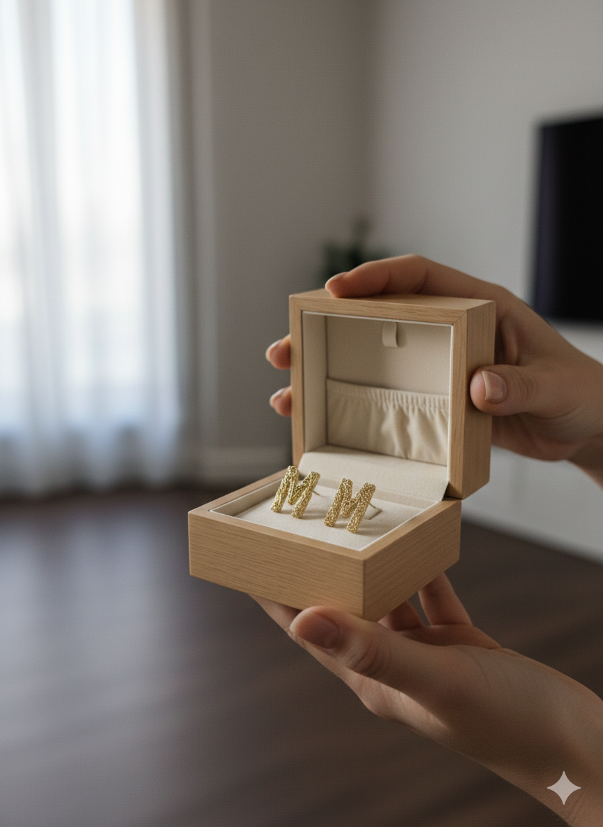 The "Signature M" Studs – Megora Jewellery Iconic Textured Earrings in 18K Gold Plated Stainless Steel